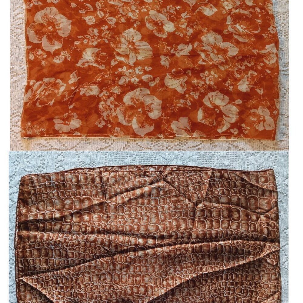 Set of Two Hand-Rolled Silk Blend Scarves  (Made in Japan) | 1 for $10